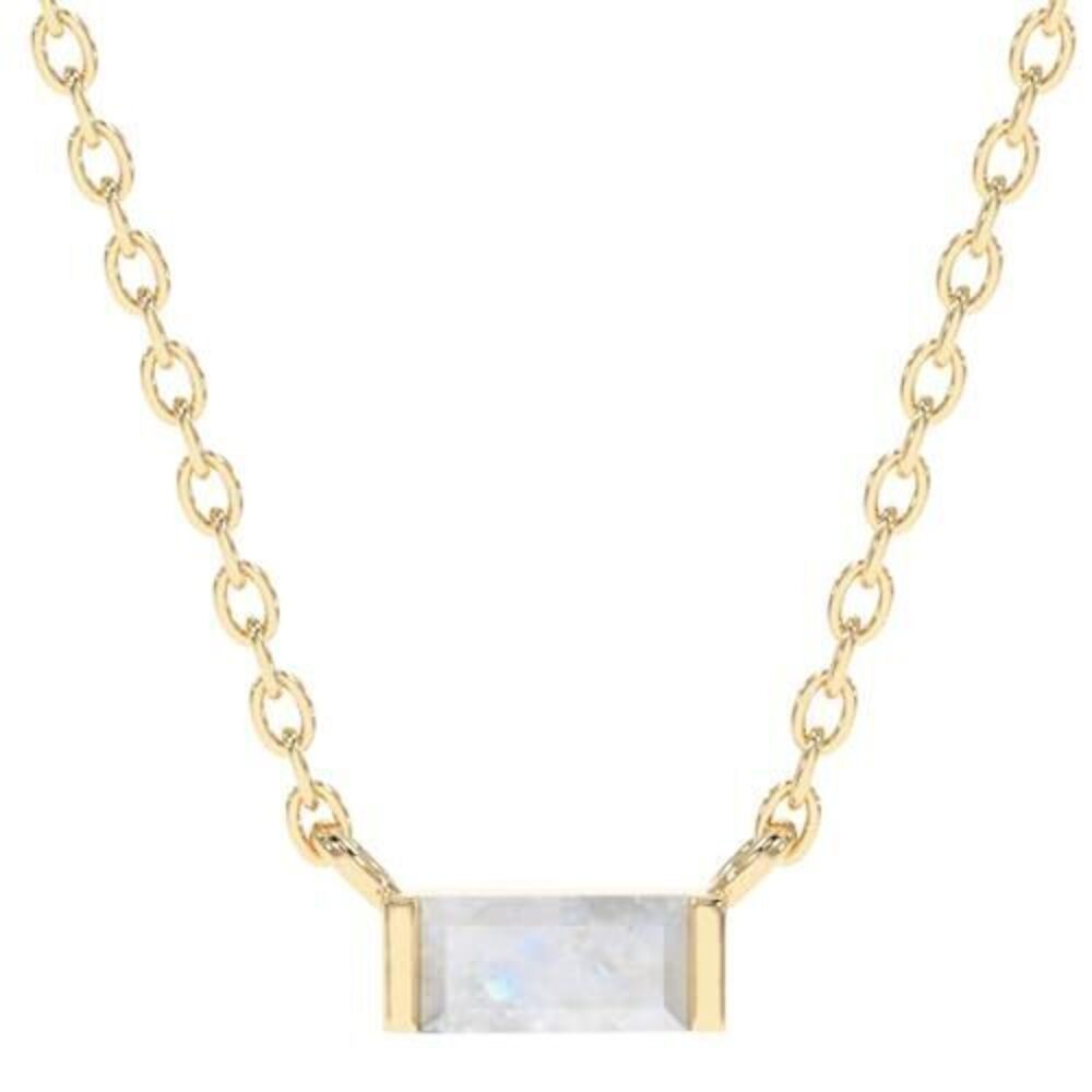 1965 Moonstone Necklace , Premium Gold Minimalist Rectangle Necklaces